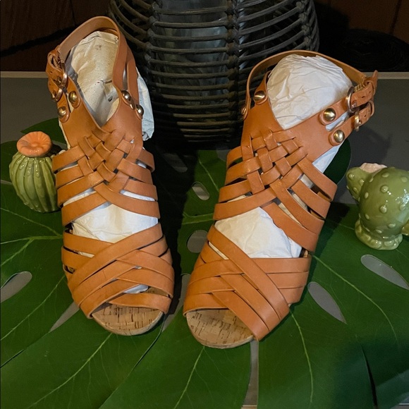 Coach Natural Leather Strappy Heeled Sandals - Picture 1 of 8